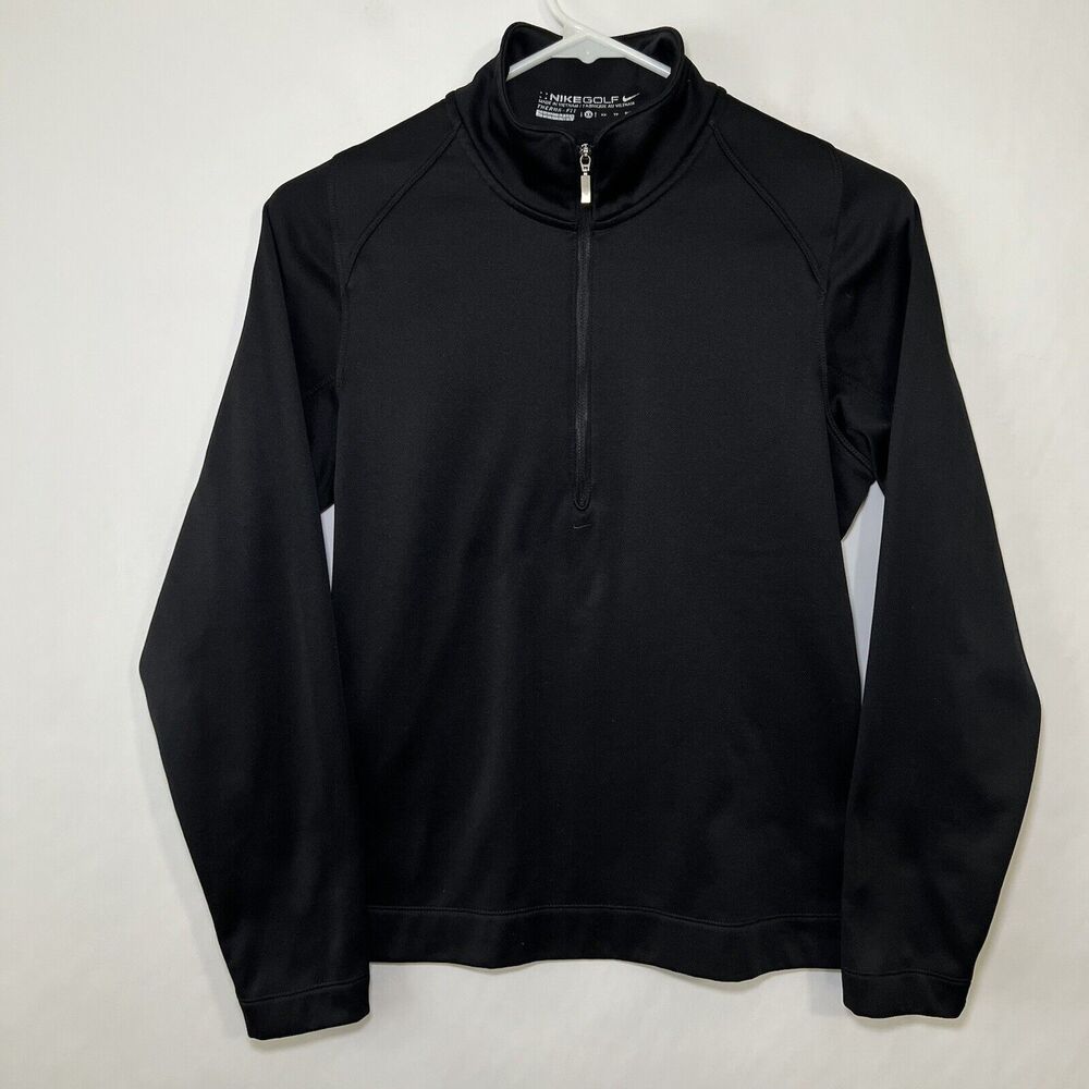 Nike Golf Therma Fit 1/2 Half Zip Pullover Womens Size XS Black Fleece Lined